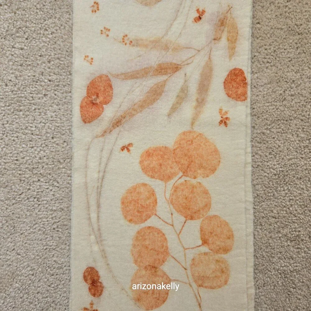 NWOT Handmade Wool Scarf Botanical Natural Dye Plants Eco Print Mayumix Designs